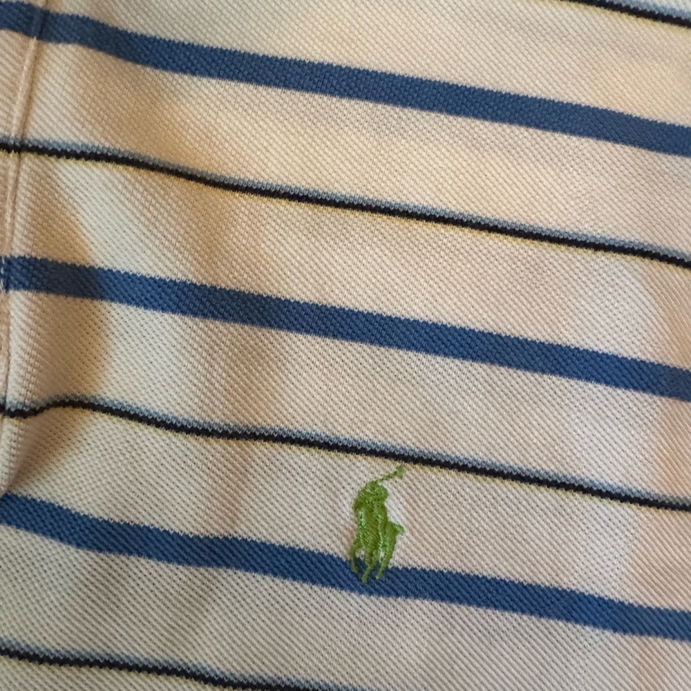 Ralph Lauren Blue and Cream Striped Polo